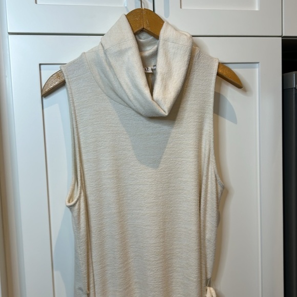 GAP Softspun Turtleneck Tie-Belt Midi Cream Dress Size L - Picture 12 of 16